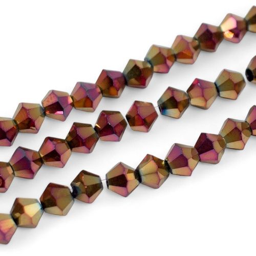 6mm crystal bicone beads red rainbow — faceted for jewelry making and beadwork