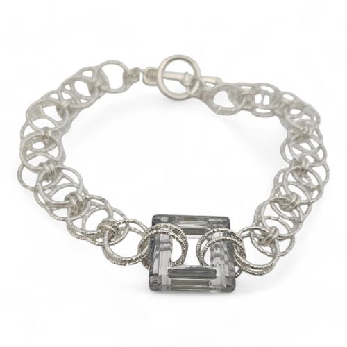Helm Square Crystal Bracelet silver with half silver bracelet making kit — DIY set with beads and instructions for creating handmade jewelry