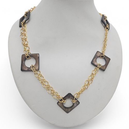 Shell Diamond Necklace Brown necklace making kit — DIY set with beads and instructions for creating handmade jewelry