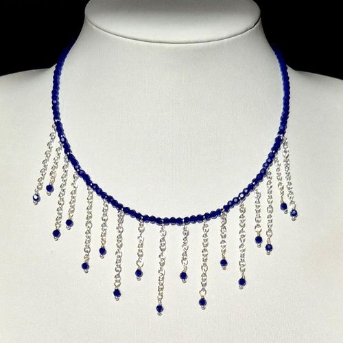 Lorraine Wrapped Loop Necklace royal blue necklace making kit — DIY set with beads and instructions for creating handmade jewelry