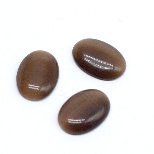 Cateye Oval Cabochon 14x10mm 1pc   Brown for jewellery making