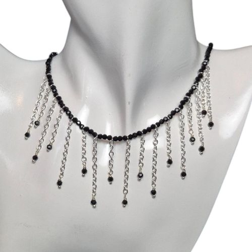 Lorraine Wrapped Loop Necklace jet black necklace making kit — DIY set with beads and instructions for creating handmade jewelry