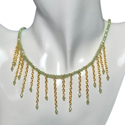 Lorraine Wrapped Loop Necklace lime green necklace making kit — DIY set with beads and instructions for creating handmade jewelry