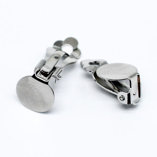 Clip on Earring with Disc 12mm   Rhodium 3 pairs for jewellery making