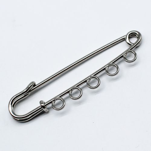 Kilt Brooch Pin 57mm   5 Loops 1pc Rhodium for jewellery making