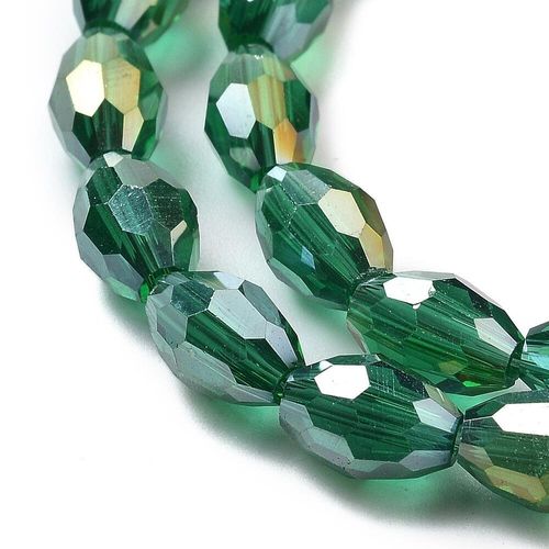 Crystal Rice Beads 8x6mm 50pcs   Teal for jewellery making
