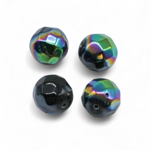 Large Facet Round Bead 17mm   Black Rainbow 1pc for jewellery making