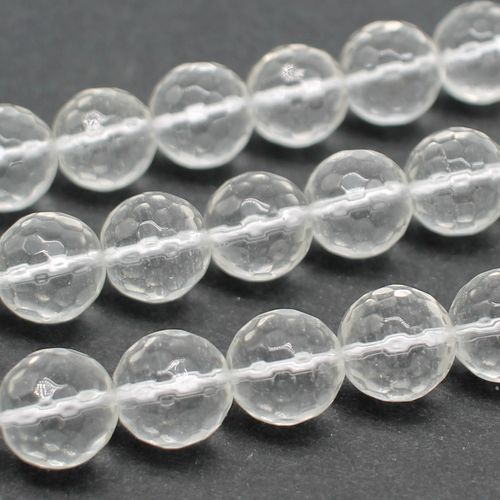 Glass Facet Round Beads 12mm Firepolish Style 15" String for jewellery making