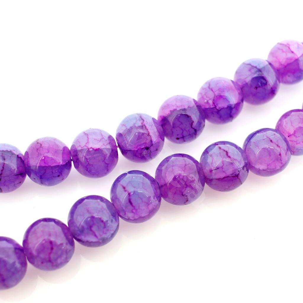 Cracked Earth Glass Beads - 10mm Purples