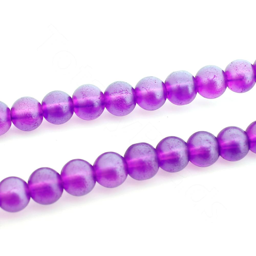 Glass Round Beads 8mm - Luster AB Purple 32" String