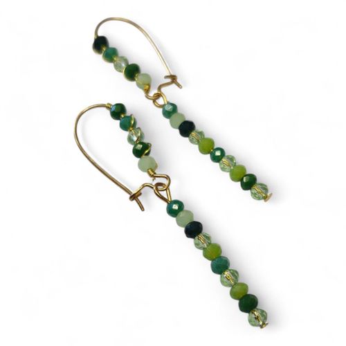 Crystal Line Drop Earrings 10 Pairs forrest green earring making kit — DIY set with beads and instructions for creating handmade jewelry