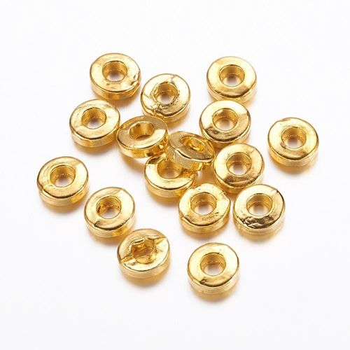 Metal Gold Bead   6mm Flat Donut 30pcs for jewellery making