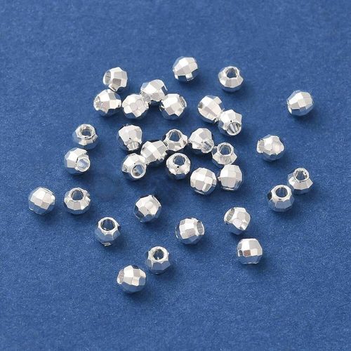 Brass Facet Round Spacers 2.5mm Silver 30pcs for jewellery making