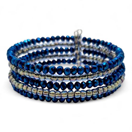 Stacey Cuff Sparkle Bracelet blue iris bracelet making kit — DIY set with beads and instructions for creating handmade jewelry
