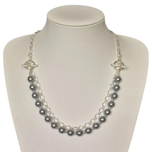 Moyra Twin Toggle Necklaces french grey necklace making kit — DIY set with beads and instructions for creating handmade jewelry