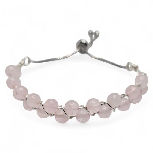 Rahima Slider Bracelet rose quartz gemstone bracelet making kit — DIY set with beads and instructions for creating handmade jewelry