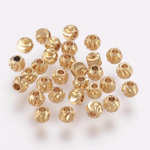Brass Crescent Round Spacers 4mm Gold 30pcs for jewellery making
