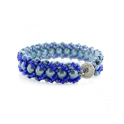 Flat Spiral Bracelet Bundle light blue bracelet making kit — DIY set with beads and instructions for creating handmade jewelry
