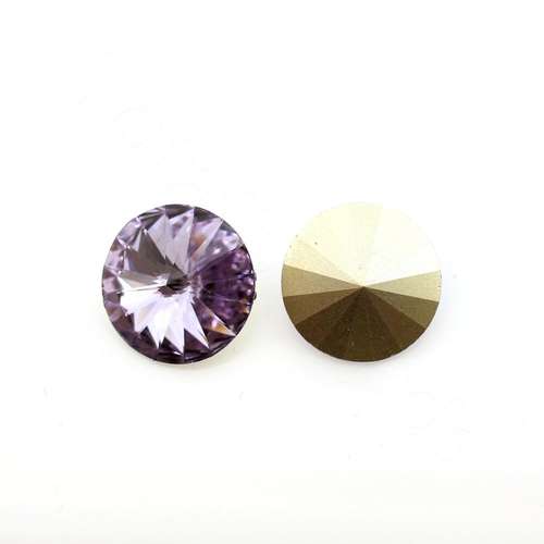 18mm resin Rivoli stone violet — faceted round crystal-style cabochon ideal for jewelry making, settings, and crafts
