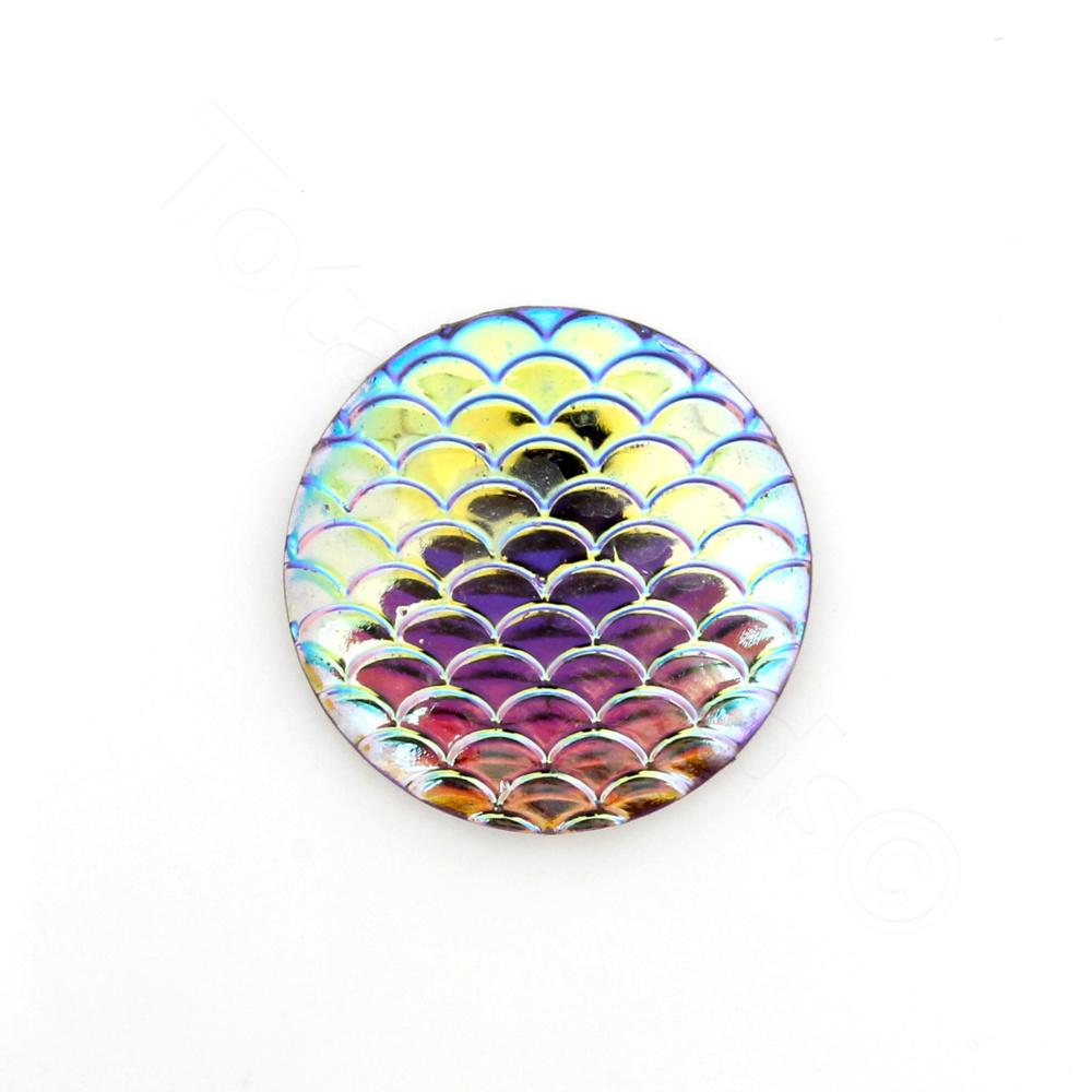 Acrylic Cabochon 20mm Disc - Scales White