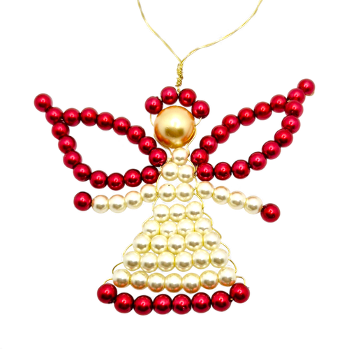 Beaded Angel Decorations   Red 3mm for jewellery making