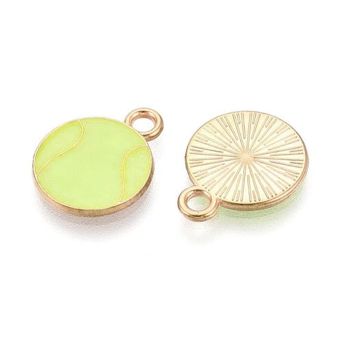 Enamel Gold Charm   Tennis Ball 2pcs 15 x 12mm for jewellery making