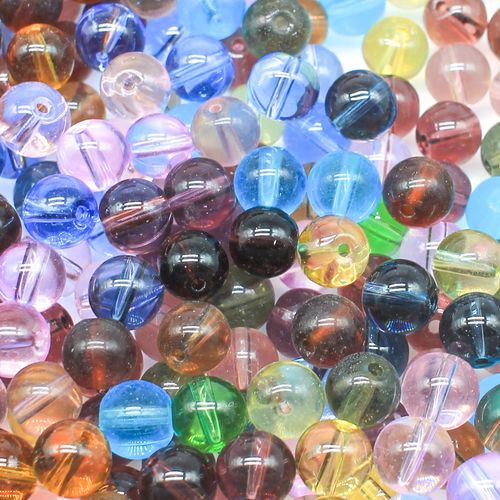 Glass Beads 8mm Round   Mixed Colours 90 Beads for jewellery making