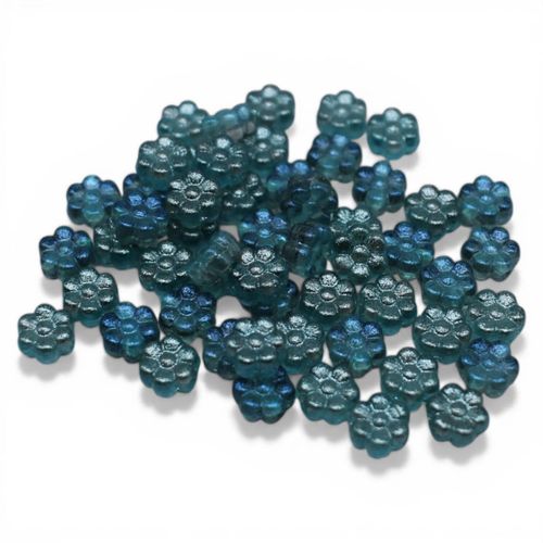 Czech Flower 8mm   Aqua 20pcs for jewellery making