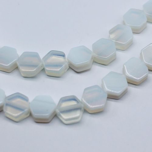Opaline Groove Hexagon Beads   9mm 40pcs for jewellery making
