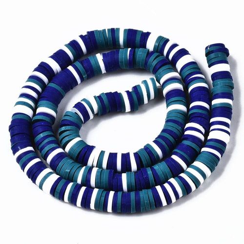 Fimo Heishi Disc Beads 6mm   Night Sky Blue 16" String for jewellery making