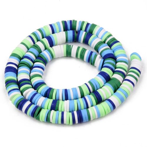 Fimo Heishi Disc Beads 6mm   Ocean Blue 16" String for jewellery making