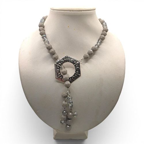 Crystal Long Tassle Necklace   Grey Rainbow for jewellery making