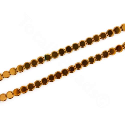 Hematite Flat Coin 4mm - Bronze Plated