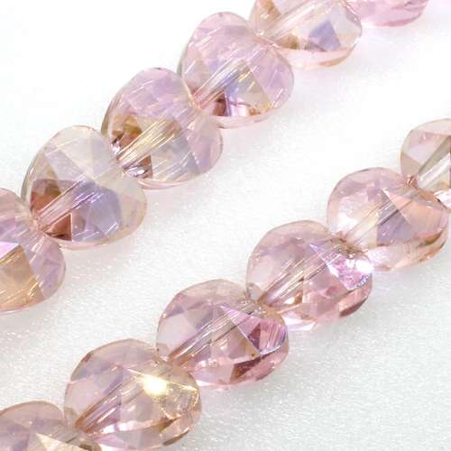 Crystal Beads Bridal   Crystal Heart 10mm Pinkab Medium 