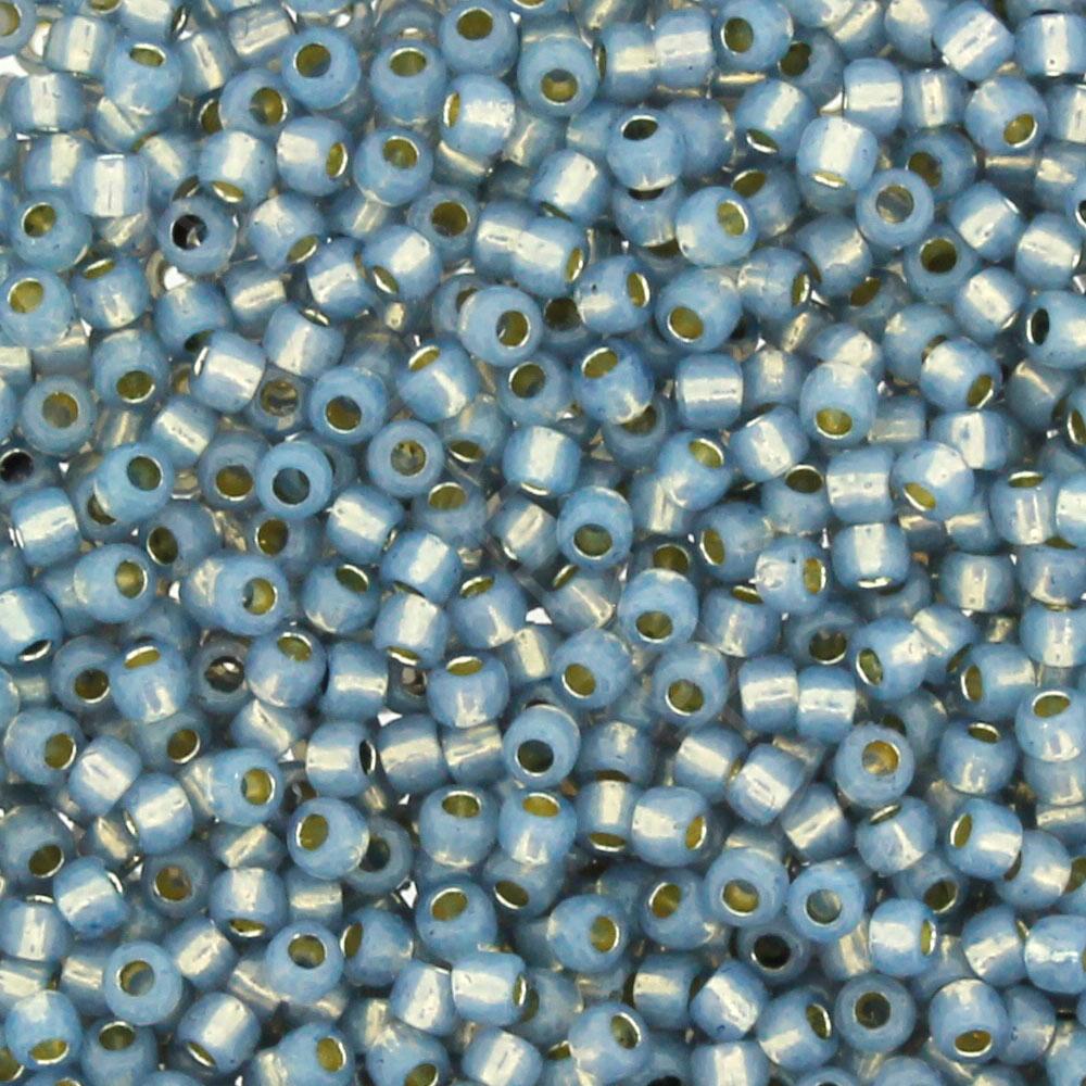 Toho Size 11 Seed Beads 10g - PF Silver Milky Montana Blue