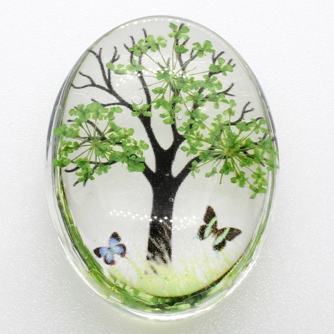 Everbloom Cabochon Oval 40x30mm - Tree Green