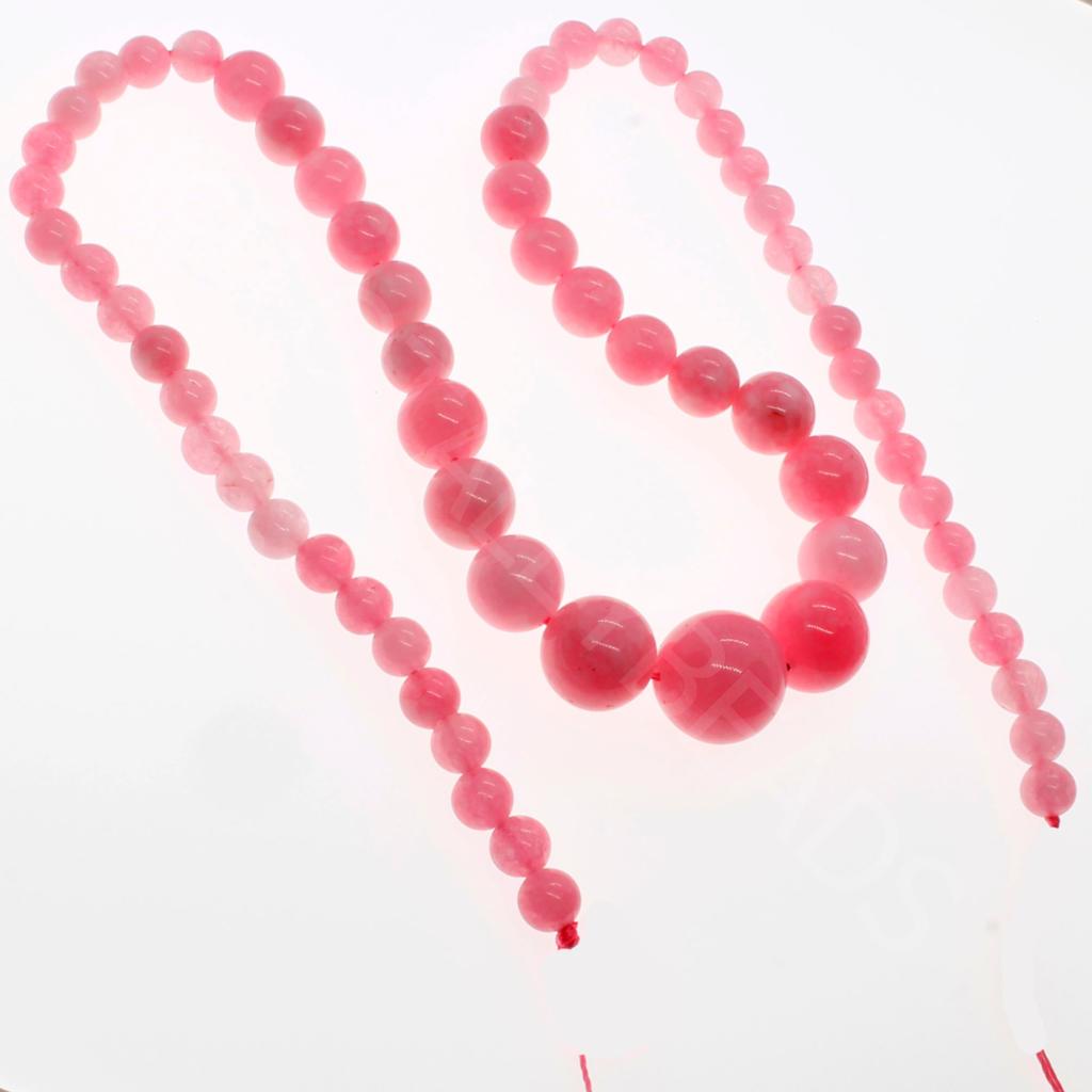 Dyed Jade Graduated Round Beads 15" string - Bright Pink Colour