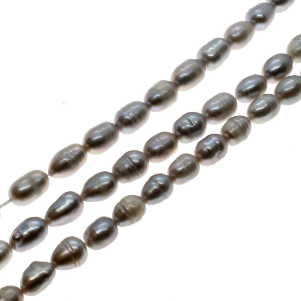 Freshwater Pearls 6-7mm Rice Silver - 14" String