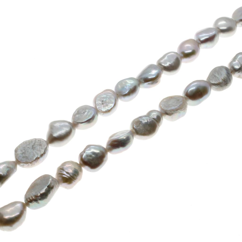 Freshwater Pearls 8-9mm Flat Rice Silver - 14" String