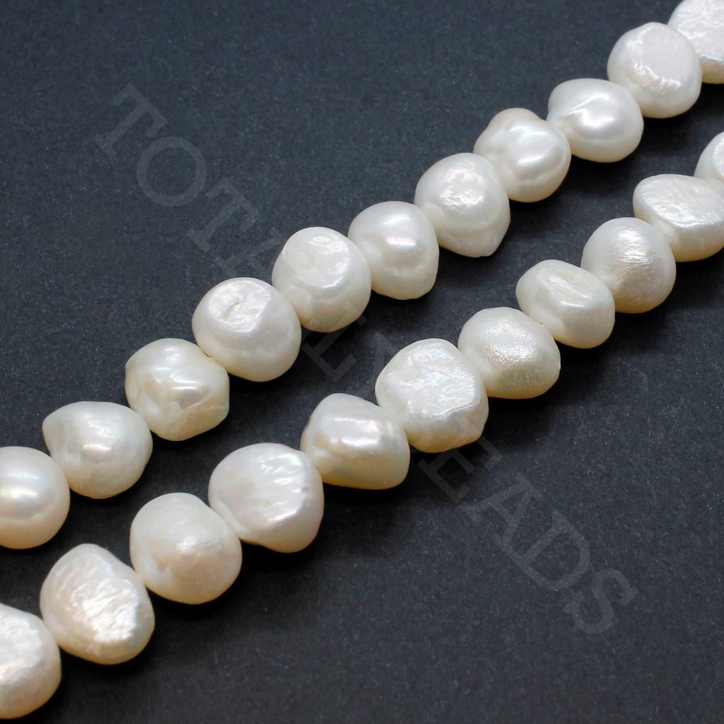 Freshwater Pearls 11-12mm Flat Oval White - 14" String
