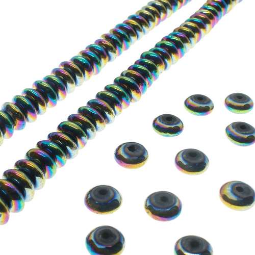 Glass Rondelle Beads 7mm - Raibow Plated 100pcs