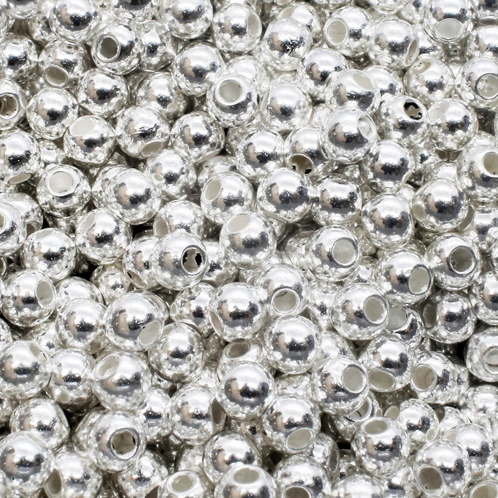 Acrylic Silver Round Beads 4mm - 1200pcs