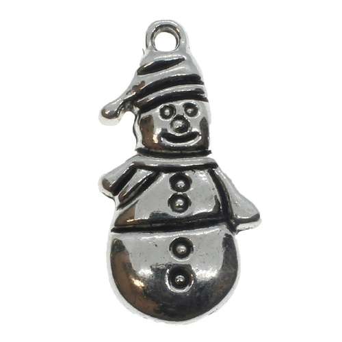 Metal Charm Snowman 13mm - Antique Silver 12pcs