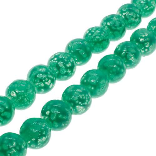 Speckled Glass Beads 8mm Round - Green