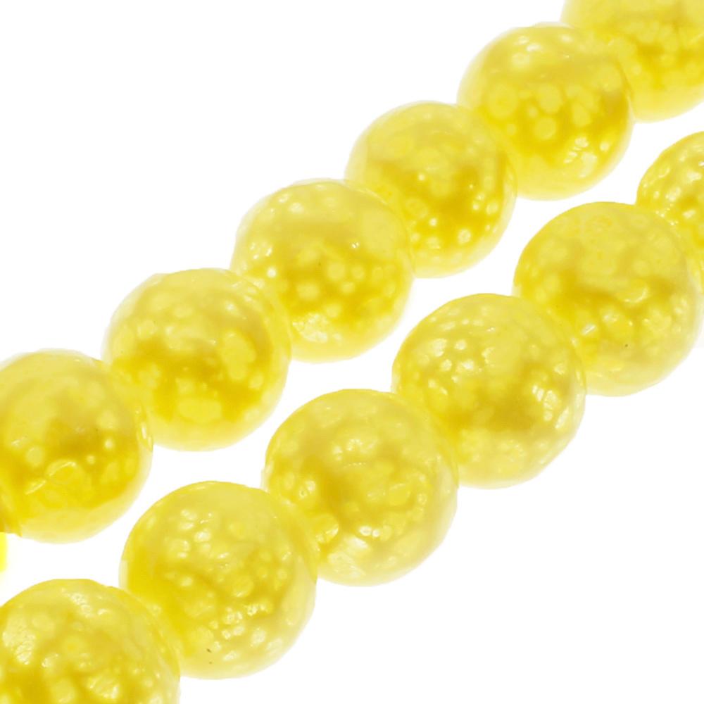 Speckled Glass Beads 8mm Round - Yellow