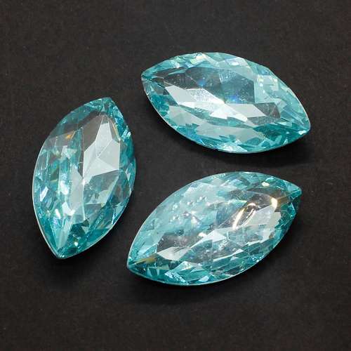 32mm resin Rivoli stone aqua — faceted round crystal-style cabochon ideal for jewelry making, settings, and crafts