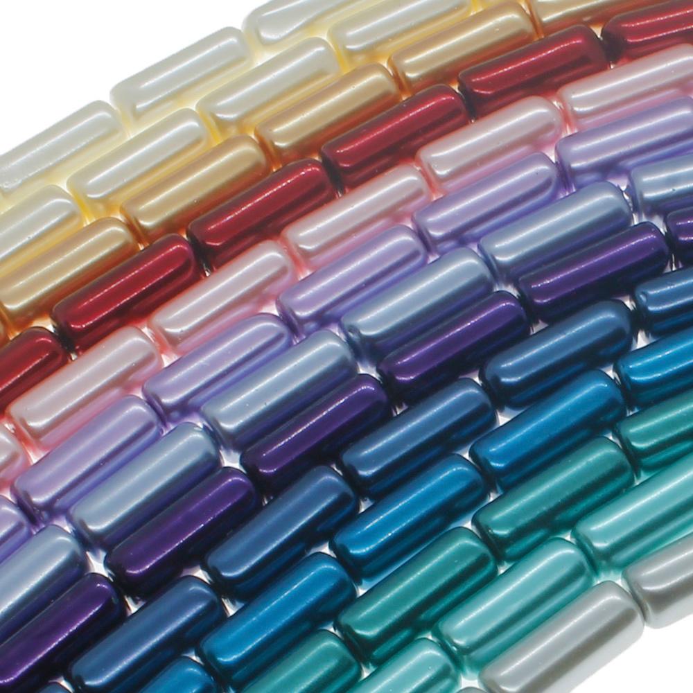 6x15mm - Glass Pearl Tube Beads - Bundle 13 Strings