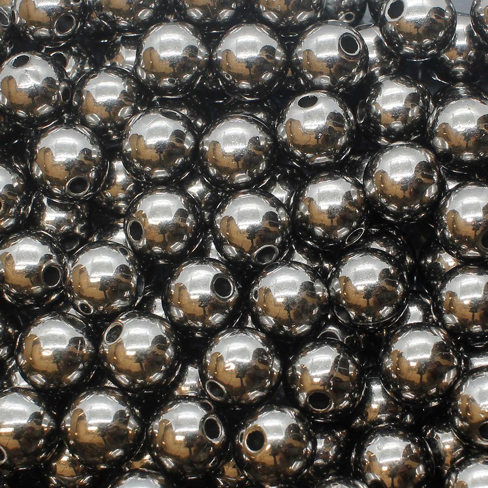 Acrylic Black Round Beads 12mm - 40pcs