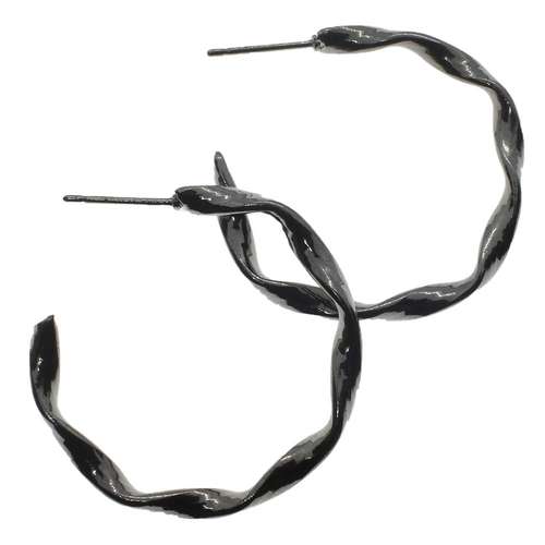 Twisted Loop Earrings 32mm - Black