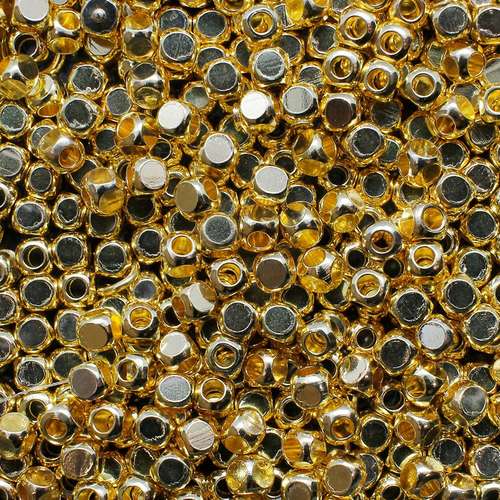 Spacer Bead Dice Cubes 3mm 25pcs - Gold Plated Nickle Free